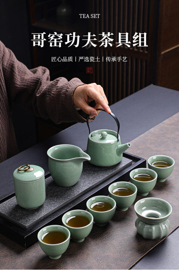 哥窑茶具套装功夫茶高档礼盒伴手礼批发陶瓷茶壶茶杯功夫家用全套 Geyao Tea Set, Kung Fu Tea Premium Gift Box, Souvenir, Wholesale, Ceramic Teapot and Cups, Complete Set for Home Kung Fu Tea Use