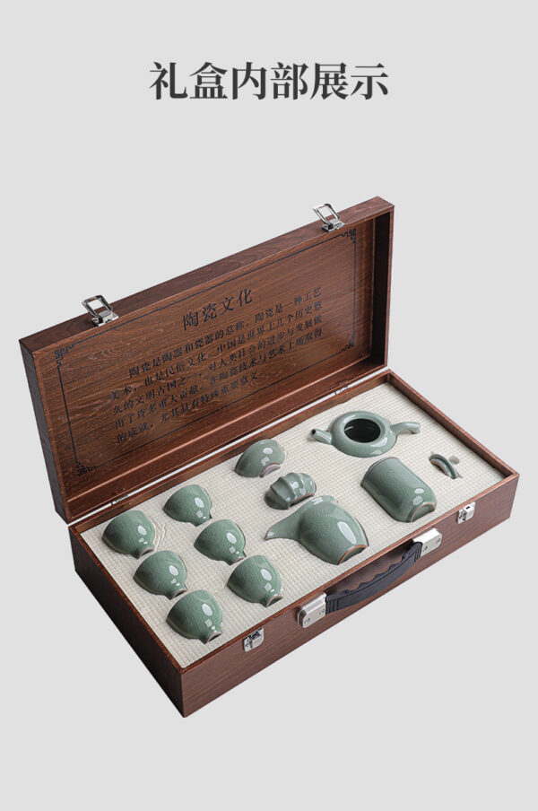 哥窑茶具套装功夫茶高档礼盒伴手礼批发陶瓷茶壶茶杯功夫家用全套 Geyao Tea Set, Kung Fu Tea Premium Gift Box, Souvenir, Wholesale, Ceramic Teapot and Cups, Complete Set for Home Kung Fu Tea Use