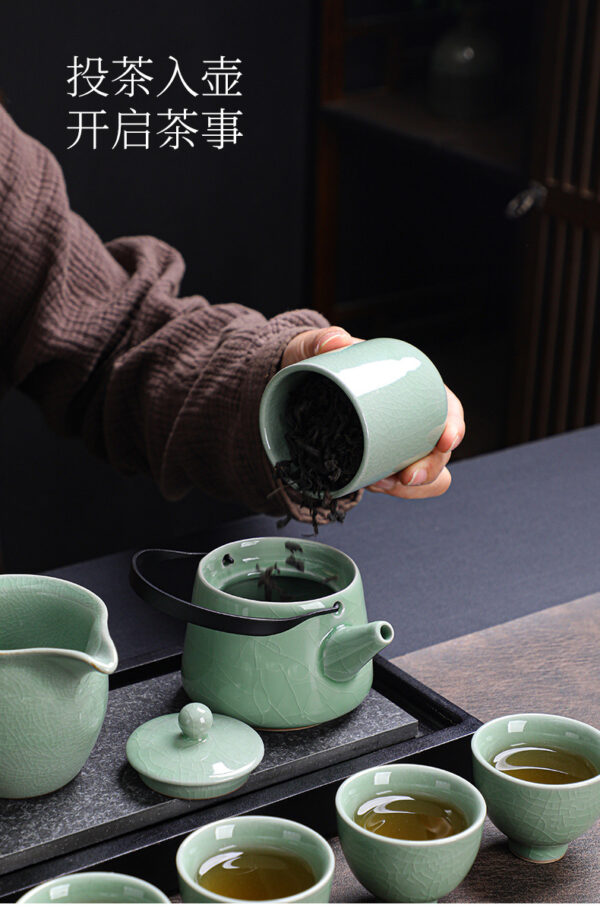 哥窑茶具套装功夫茶高档礼盒伴手礼批发陶瓷茶壶茶杯功夫家用全套 Geyao Tea Set, Kung Fu Tea Premium Gift Box, Souvenir, Wholesale, Ceramic Teapot and Cups, Complete Set for Home Kung Fu Tea Use
