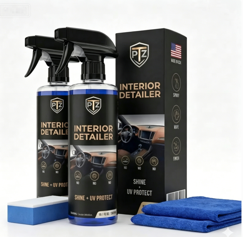 PTZ Interior Cleaner & Protectant – Cleans & Protects Leather, Vinyl, Plastic, Rubber, Glass – 10.1 Fl Oz