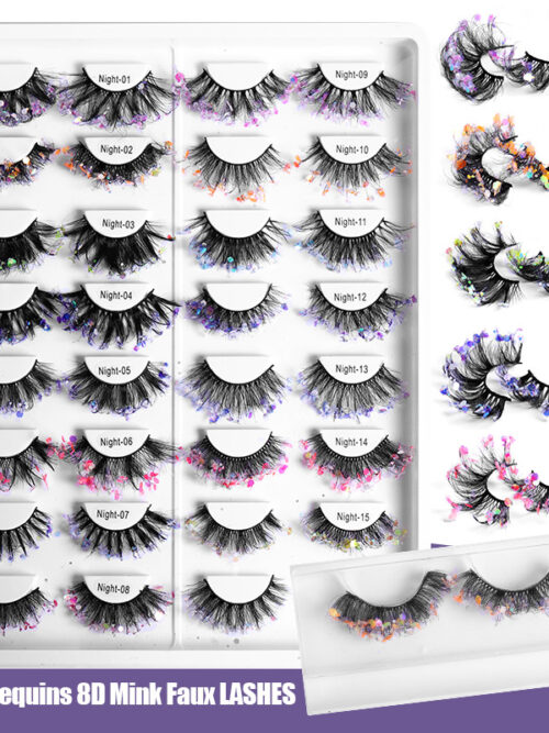 576363262 New Color Noctilucent Fried False Eyelashes Multi Layer Thick Cross Mink Like Eyelashes 8D FLUFFY